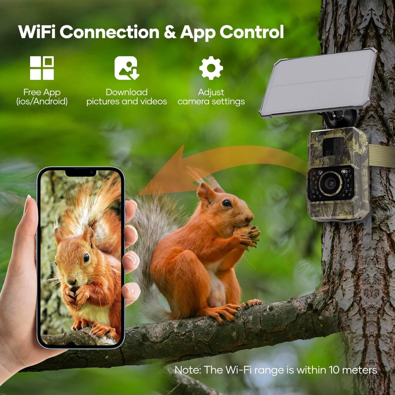 LYNXCAM Camera monitorizare 48 MP 30FPS WiFi Bluetooth FULL HD leduri invizibile ,panou solar — 2