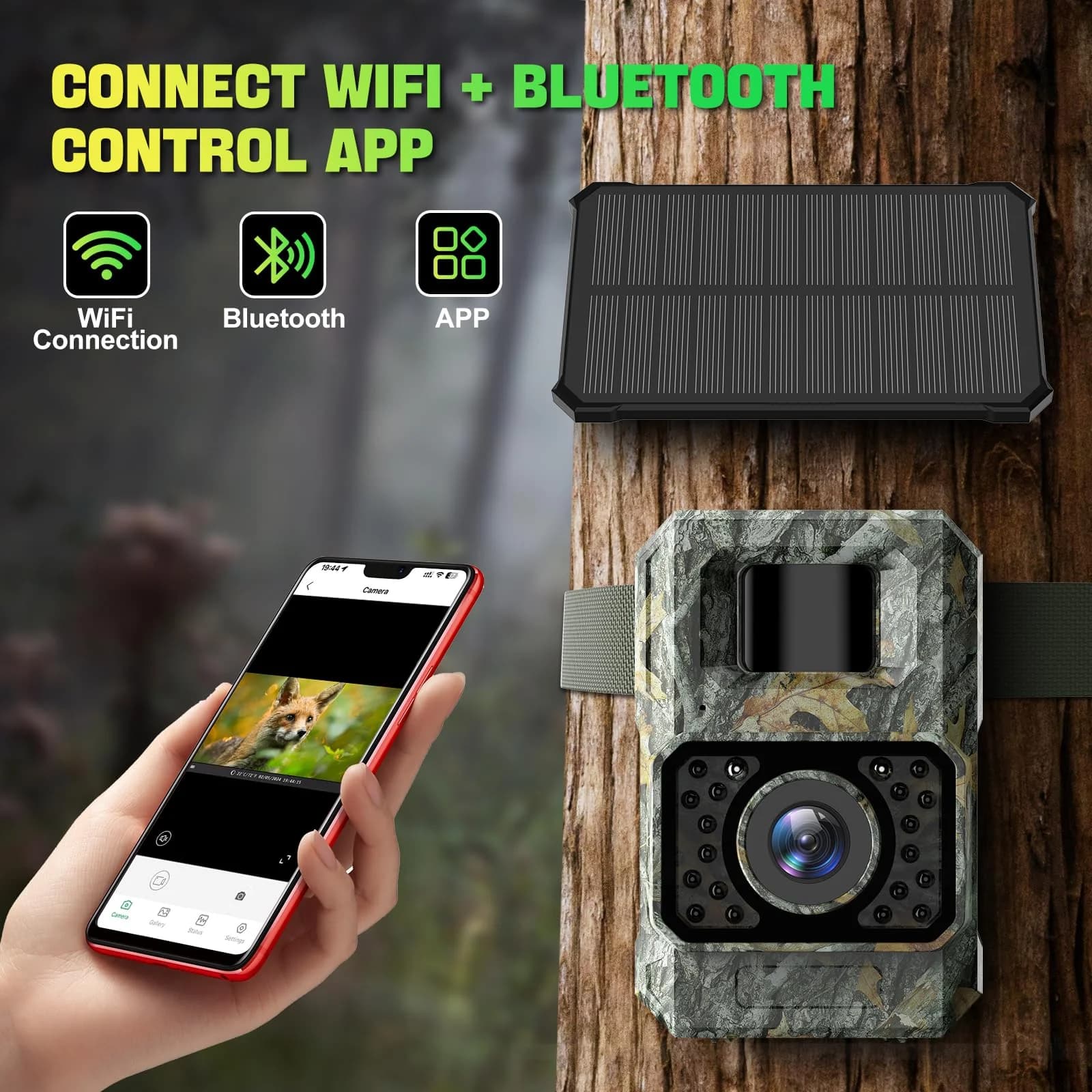 LYNXCAM Camera monitorizare 48 MP 30FPS WiFi Bluetooth FULL HD leduri invizibile ,panou solar — 7