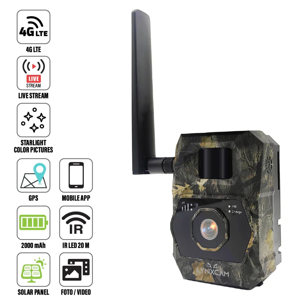 LYNXCAM Camera live vision cu GPS APP 4G LTE Full HD Panou Solar