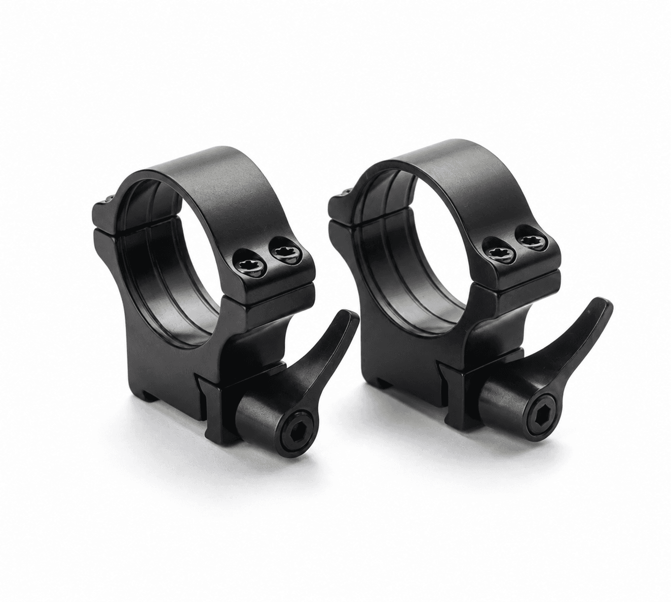 Inele Rusan din oțel cu prindere rapidă, compatibile cu Tikka T3, pentru lunete cu tub de 30 mm, înălțime 15 mm.