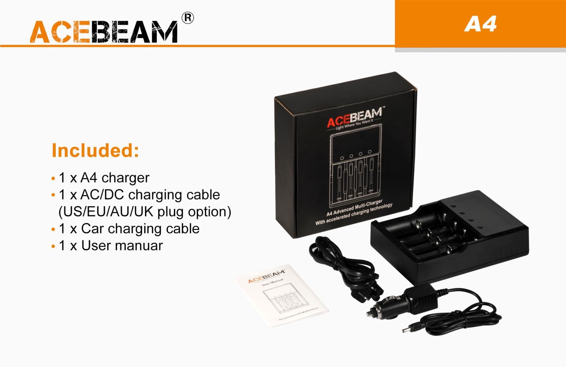 Incarcator de baterii universal Acebeam A4 — 3