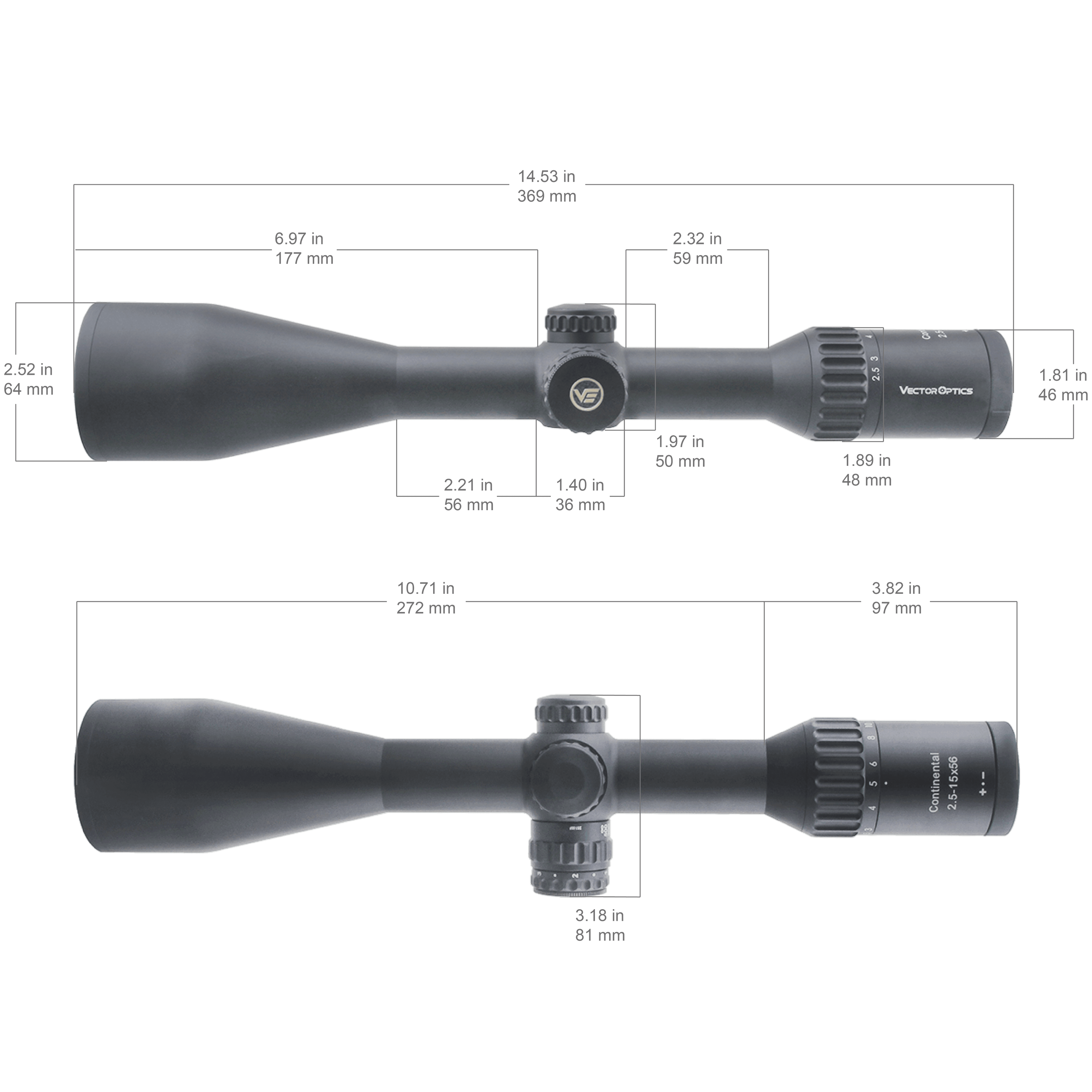 Luneta de vanatoare Vector Optics Continental 2.5-15×56 BDC SFP — 4