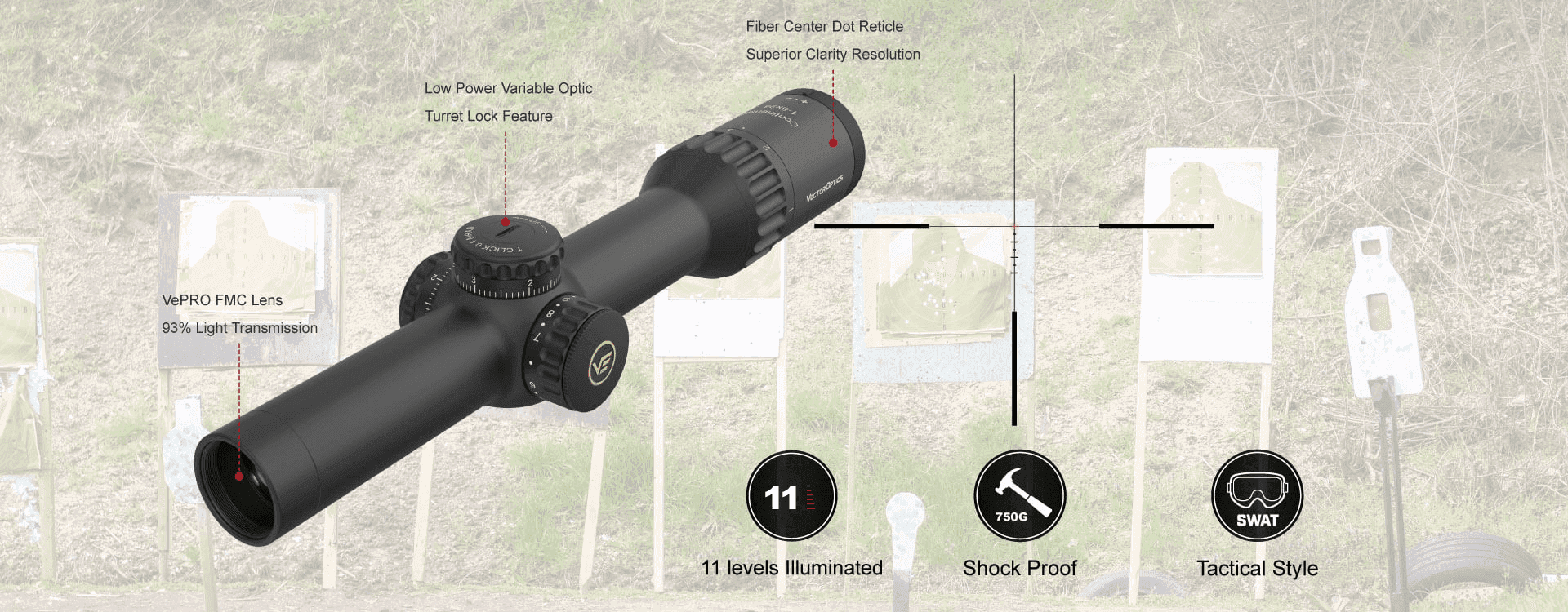 Luneta de vanatoare Vector Optics Continental x8 1-8x24i ED LPVO iluminare Fibra Optica 30 mm — 1