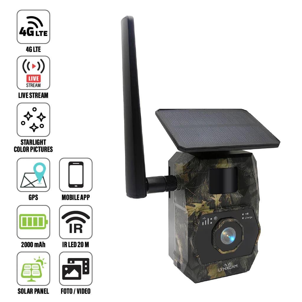 LYNXCAM Camera cu GPS live vision APP 4G LTE video 2K si panou solar — 9