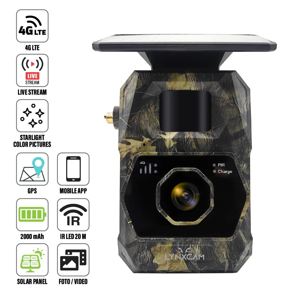 LYNXCAM Camera cu GPS live vision APP 4G LTE video 2K si panou solar — 7